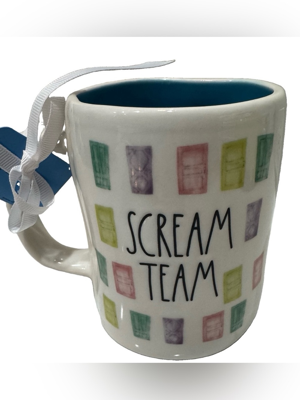 Rae Dunn Disney Pixar Monsters Inc Coffee Mug “Scream Team” Multicolored  Doors